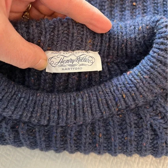Vintage Men’s Henry Miller Fisherman British Wool Knit Sweater Size XL - Picture 6 of 9